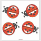 Rood Zwart Schattige lieveheersbeestjes Sticker (Vel)