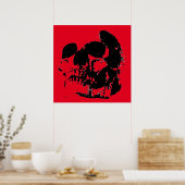 Rood Zwart Schedel Heavy Metal Fantasy Art Poster (Keuken)