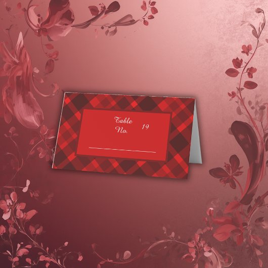 rood zwart schotse celtic tartan bruiloft patroon plaatskaartje