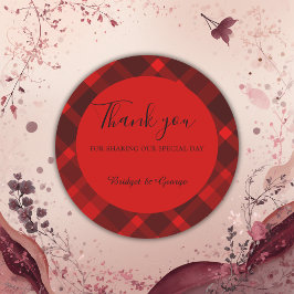 rood zwart schotse celtic tartan bruiloft patroon ronde sticker