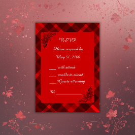 rood zwart schotse celtic tartan bruiloft patroon RSVP kaartje