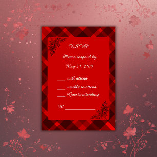 rood zwart schotse celtic tartan bruiloft patroon RSVP kaartje