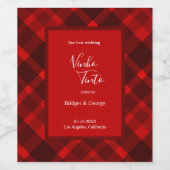 rood zwart schotse celtic tartan bruiloft patroon wijn etiket (Enkel label)