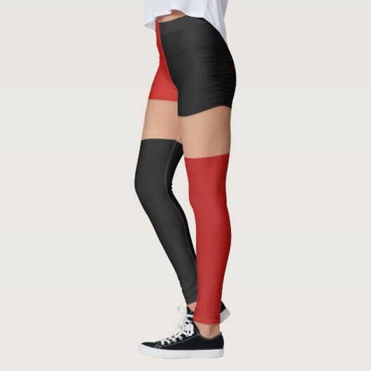 Rood Zwart Shorts Knie Sokken Naam Roller Derby Leggings (Links)