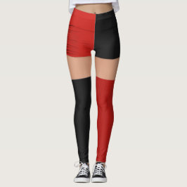Rood Zwart Shorts Knie Sokken Naam Roller Derby Leggings