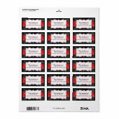 Rood Zwart Sneeuwvlok Winter Vakantie Retouradres Etiket (Full Sheet)