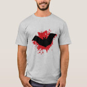 Rood Zwart Speels Bat Spooky Halloween T-shirt (Voorkant)
