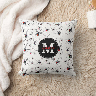 Rood & Zwart Spinnenpatroon met Monogram Kussen