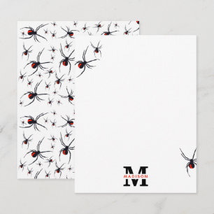 Rood & Zwart Spinnenpatroon met Monogram Notitiekaartje