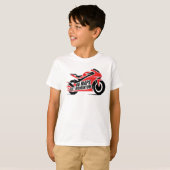 Rood Zwart Sportmotor T-shirt (Voorkant volledig)