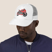 Rood Zwart Sportmotor  Trucker Pet (In situ)