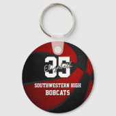 rood zwart sportteam kleuren cadeaus basketbal sleutelhanger (Voorkant)