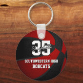 rood zwart sportteam kleuren cadeaus basketbal sleutelhanger (Voorkant)