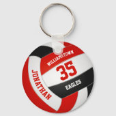 rood zwart sportteam kleuren jongens volleybal sleutelhanger (Voorkant)
