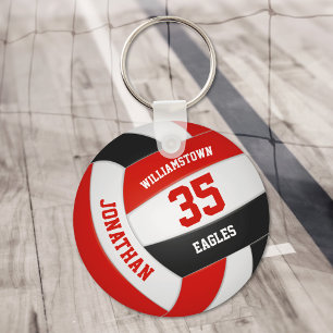 rood zwart sportteam kleuren jongens volleybal sleutelhanger