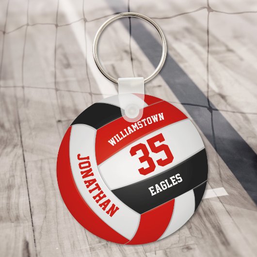 rood zwart sportteam kleuren jongens volleybal sleutelhanger