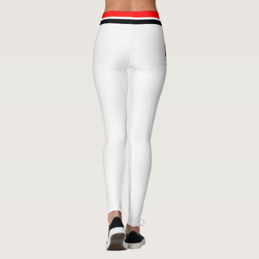 Rood/Zwart Strepen op Wit Leggings (Achterkant)