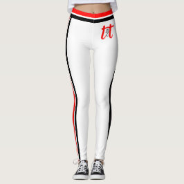 Rood/Zwart Strepen op Wit Leggings