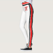 Rood/Zwart Strepen op Wit Leggings (Links)