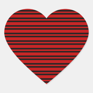 Rood Zwart Strepen Patroon Hart Sticker