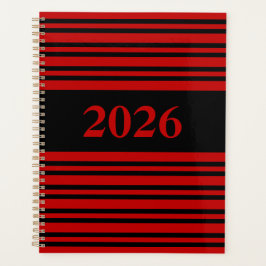 Rood Zwart Strepen Personaliseer Patroon Planner