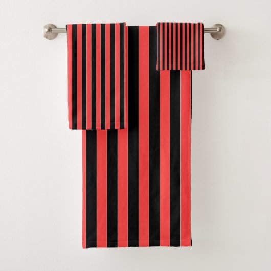 Rood Zwart Strepen Team  Bad Handdoek (Insitu)