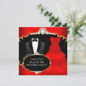 Rood zwart Stropdas voor bedrijven — Dinner Party  Kaart (Staand voorkant)