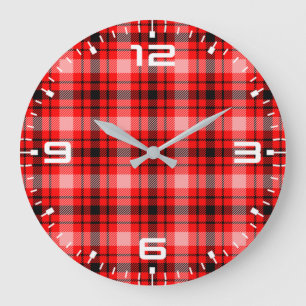 Rood Zwart Tartan Geruit Plaid Patroon-24899 Grote Klok