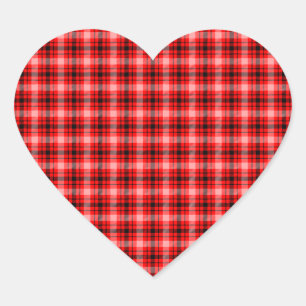 Rood Zwart Tartan Geruit Plaid Patroon-24899 Hart Sticker