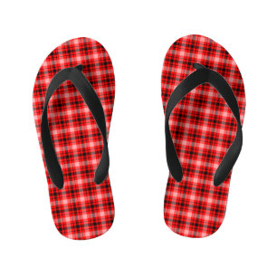 Rood Zwart Tartan Geruite geruite geruite patroon Kinder Teenslippers