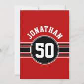 Rood Zwart Team Jersey Naam Nummer Verjaardag Kaart (Achterkant)