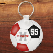 rood zwart team kleuren jongens voetbal sleutelhanger (Voorkant)