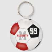 rood zwart team kleuren jongens voetbal sleutelhanger (Achterkant)