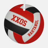 rood zwart team kleuren jongens volleybal glas ornament (Achterkant)
