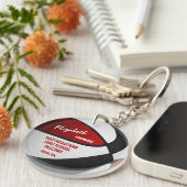 rood zwart team kleuren keepsake basketbal sleutelhanger (Voorkant Rechts)