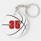 rood zwart team kleuren keepsake basketbal sleutelhanger (Achterkant)