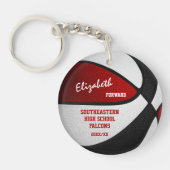 rood zwart team kleuren keepsake basketbal sleutelhanger (Voorkant)