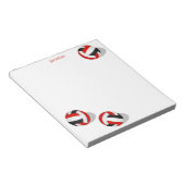 Rood zwart team kleuren kinder volleybal gepersona notitieblok (Schuin)