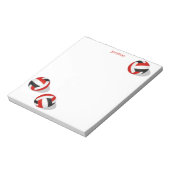 Rood zwart team kleuren kinder volleybal gepersona notitieblok (Linkerzijde)