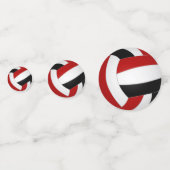 Rood zwart team kleuren kinder volleybal partij confetti (Achterkanten)