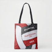 rood zwart team kleuren meisjes volleybal coach tote bag (Voorkant)