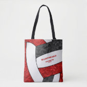 rood zwart team kleuren meisjes volleybal coach tote bag (Voorkant)