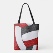 rood zwart team kleuren meisjes volleybal coach tote bag (Achterkant)