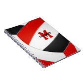 rood zwart team kleuren meisjes volleybal notitieboek (Rechterzijde)