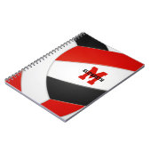 rood zwart team kleuren meisjes volleybal notitieboek (Linkerzijde)