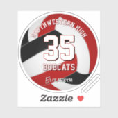 rood zwart team kleuren meisjes volleybal sticker (Vel)