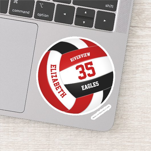 rood zwart team kleuren meisjes volleybal sticker (Detail)