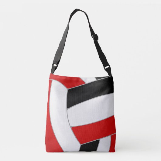 rood zwart team kleuren volleybal atleet coach crossbody tas (Achterkant)