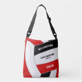 rood zwart team kleuren volleybal atleet coach crossbody tas (Voorkant)