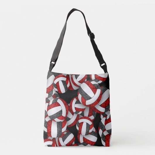 rood zwart team kleuren volleybal coach crossbody tas (Achterkant)